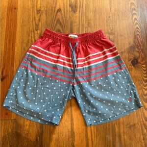 Men's Red and Blue Swim Shorts, 8” inseam